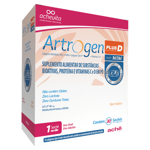 Suplemento Alimentar Artrogen Plus D Colágeno 30 Sachês 11,5g