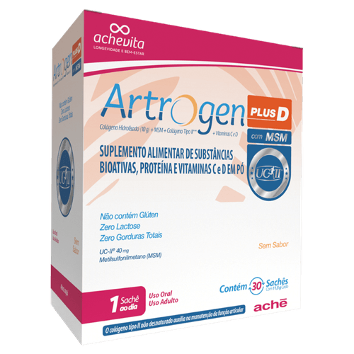 Suplemento Alimentar Pó Artrogen Plus D - 30 Sachês de 11,5g (Cada)