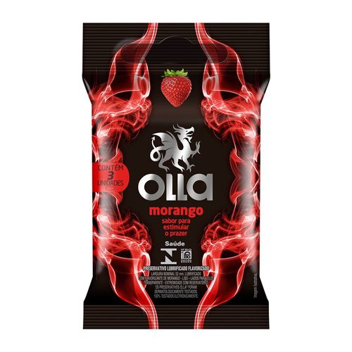 Preservativo Olla Lubrificante Morango Bolso 3Un - Olla