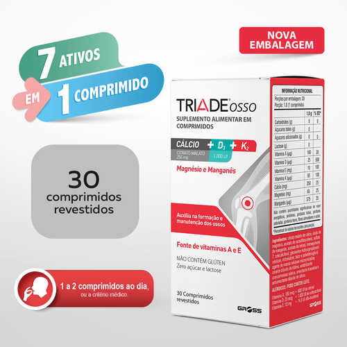 Suplemento Polivitamínico Triade Osso Gross 30 Comprimidos
