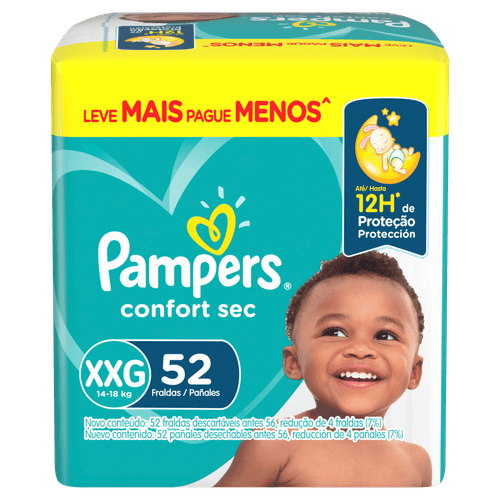 Fralda Pampers Confort Sec XXG - 52 unidades