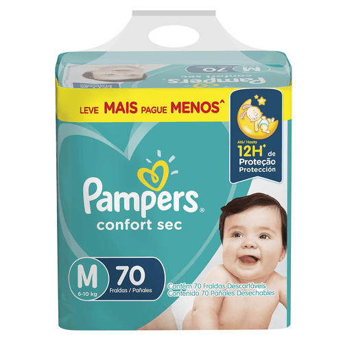 Fralda Descartável Pampers Confort Sec M 70 Unidades