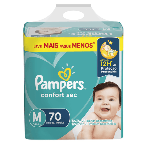 Fralda Pampers Confort Sec M - 70 unidades