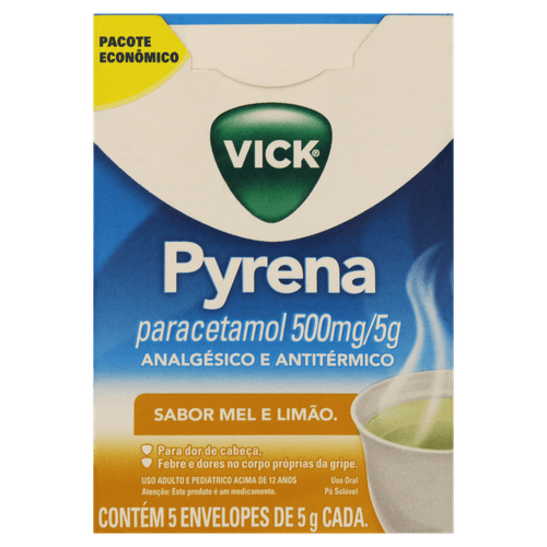 Chá Analgésico e Antitérmico Mel e Limão Vick 500mg Pó para Solução Oral 5 Envelopes