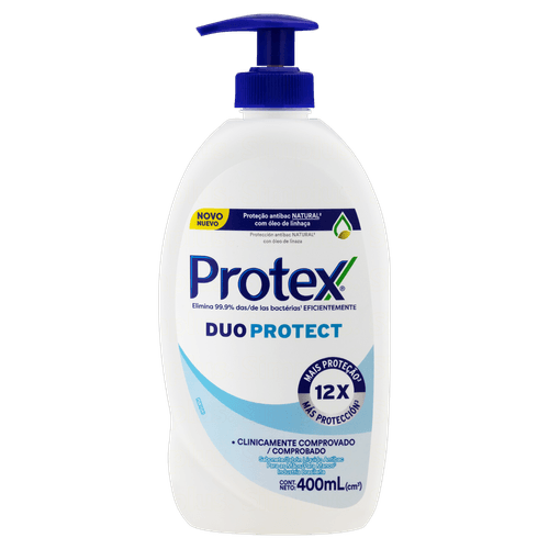 Sabonete Líquido para as Mãos Antibacteriano Protex Duo Protect Frasco 400ml Pump