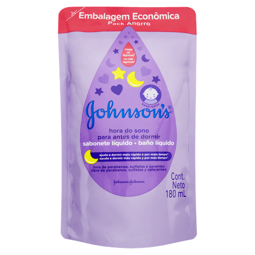 Sabonete Bebê Líquido Johnson's Hora do Sono Sachê 180ml Refil Embalagem Econômica