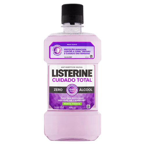 Enxaguante Bucal Zero Álcool Menta Fresca Listerine Cuidado Total Frasco 500ml