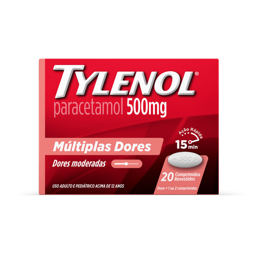 Tylenol 500mg Caixa 20 Comprimidos Revestidos