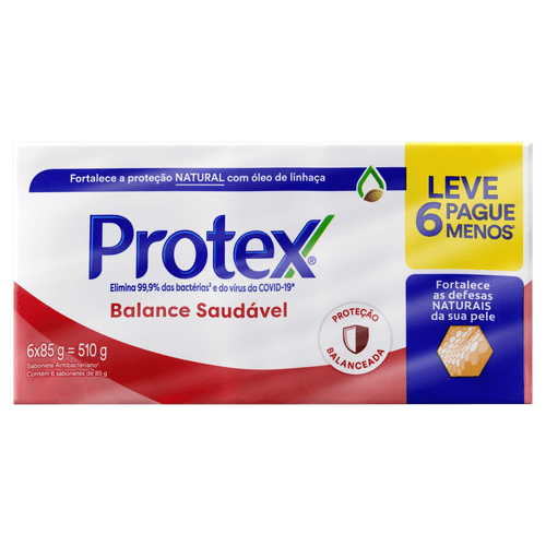 Pack Sabonete Barra Antibacteriano Protex Balance Saudável Envoltório 510g Leve 6 Pague Menos