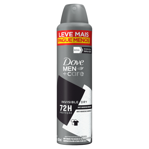 Antitranspirante Aerossol Invisible Dry Dove Men+Care 250ml Spray Leve Mais Pague Menos