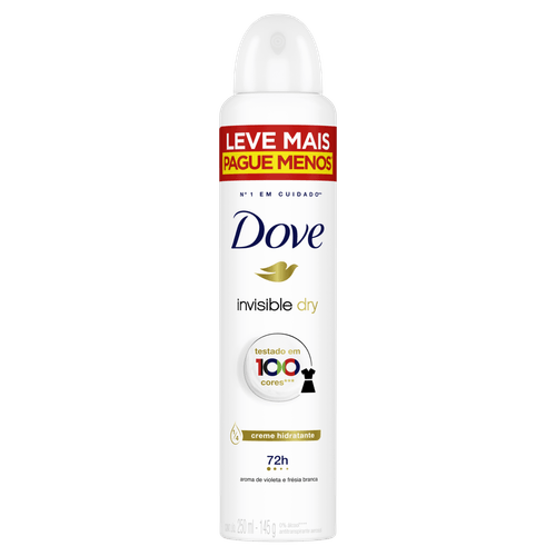 Antitranspirante Aerossol Invisible Dry Violeta e Frésia Branca Dove 250ml Spray Leve Mais Pague Menos
