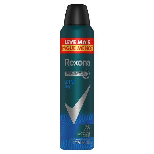 Antitranspirante Aerossol Active Dry Rexona Men 250ml Spray Leve Mais Pague Menos