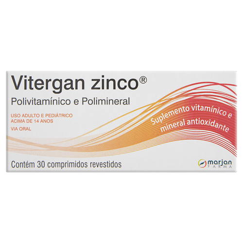Suplemento Vitergan Zinco Caixa 30 Comprimidos Revestidos