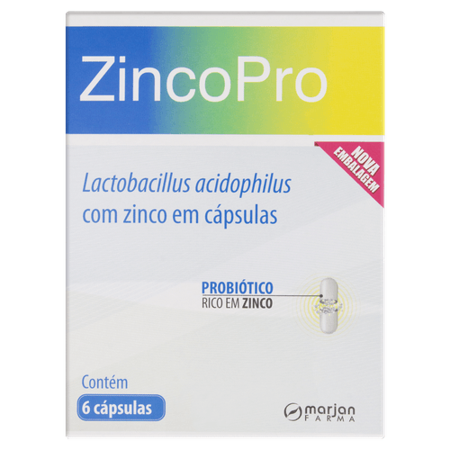 Suplemento de Zinco Zincopro Marjan Farma 15mg Cápsulas 6 Unidades