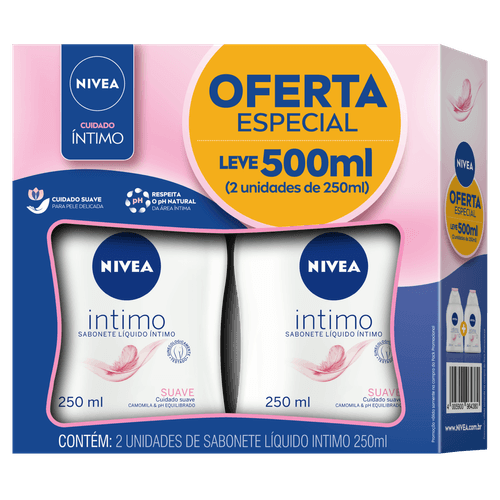 Pack Sabonete Líquido Íntimo Suave Camomila Nivea 250ml - 2 unidades