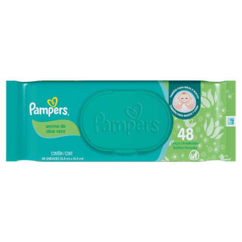 Lenço umedecido Aloe Vera Pampers Regular com 48 unidades