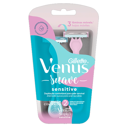 Aparelho de Depilar Gillette Venus Suave Sensitive 2 Unidades