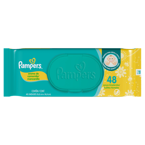 Lenço Umedecido Infantil Camomila Pampers Pacote 48 Unidades