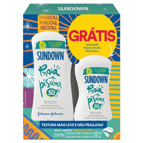 Kit Protetor Solar Sundown Praia e Piscina - FPS50 - 200ml + 120ml