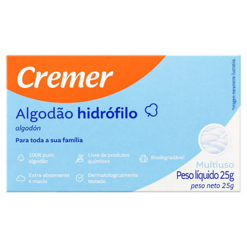 Algodão Cremer Hidrofilo 25G - Cremer