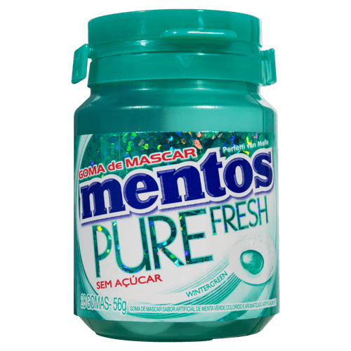 Goma De Mascar Mentos Pure Fresh Wintergreen Garrafa 56G - Mentos