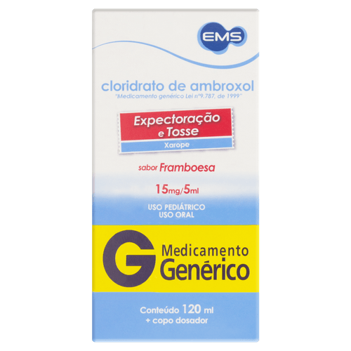 Cloridrato Ambroxol 15mg Xarope Pediátrico Sem Acucar 120ml - Genérico - Ems