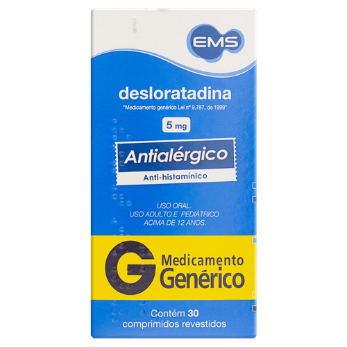 Desloratadina 5mg Genérico Ems c/ 30 Comprimidos Revestidos