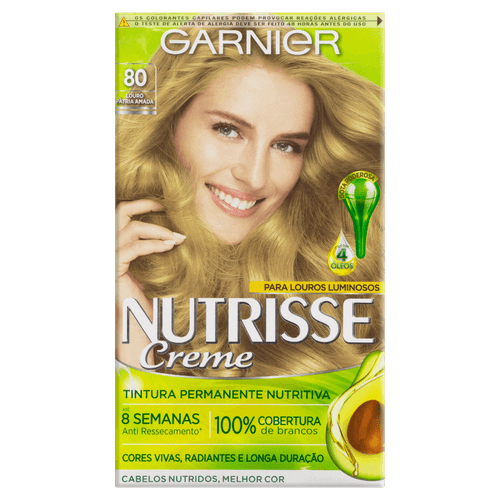 Tintura Garnier Nutrisse Creme 80 Louro Pátria Amada
