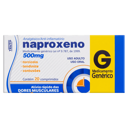 Naproxeno 500Mg 20 Comprimidos - Genérico - Teuto