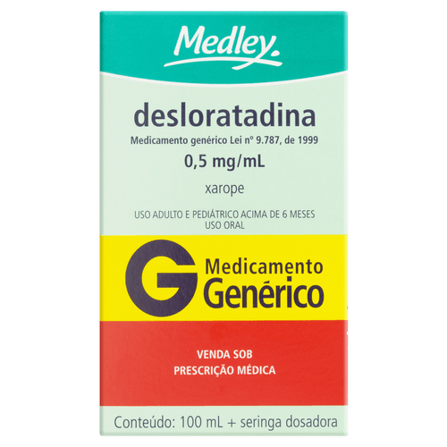 Desloratadina 0,5mg Xarope 100ml Genérico Medley