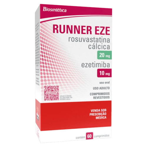 Runner Eze Rosuvastatina Cálcica 20mg + Ezetimiba 10mg - 60 comprimidos