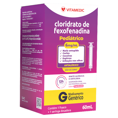 Cloridrato de Fexofenadina 6mg Vitamedic Genérico - 60ml