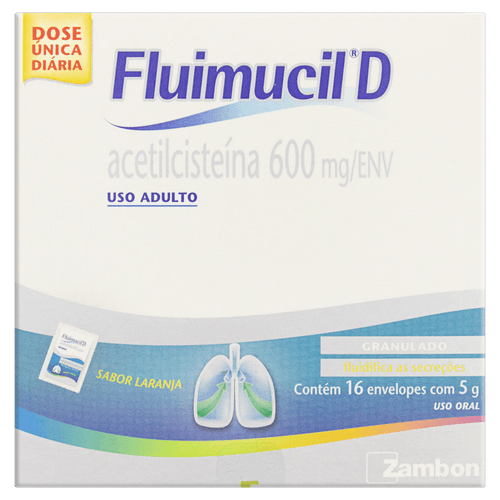 Fluimucil D 600mg - Caixa com 16 Envelopes / 5g cada - Zambon