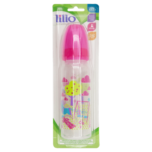 Mamadeira Lillo Divertida Bico Ortodontico Rosa 240Ml - Lillo