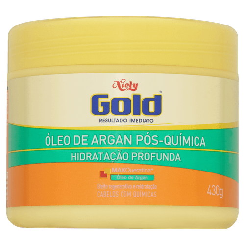 Máscara Capilar Concentrada Niely Gold Pós-Química Óleo de Argan 430g Niely