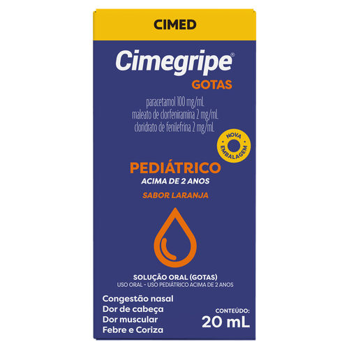 Cimegripe Gotas - Xarope Infantil - Sabor Laranja - 20ml