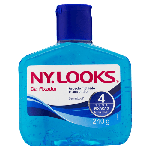 Gel Fixador Capilar Ny Looks Azul Mega Forte Brilho Molhado 240g