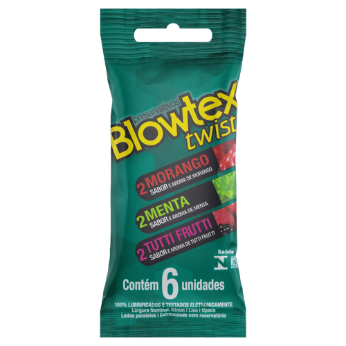 Preservativo Twist 6 Unidades Sabores Morango Menta Tutti-Frutti Blowtex