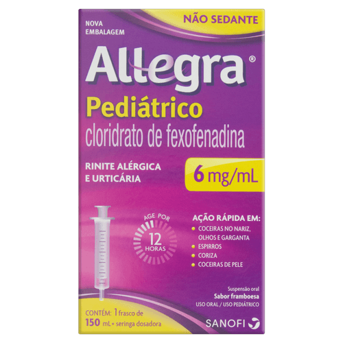 Antialérgico Infantil Allegra Pediátrico 6mg/ml - Suspensão Oral - 150ml