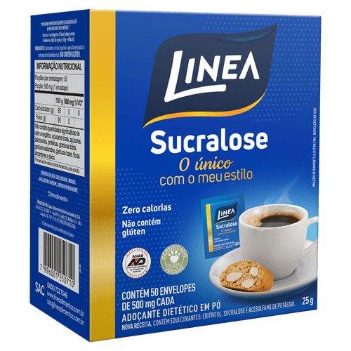 Adoçante em Pó Sucralose Linea Caixa 25g 50 Unidades