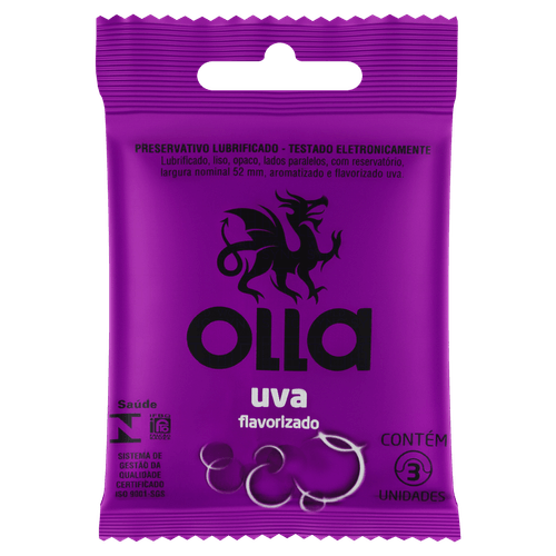 Preservativo Olla Lubrificante Uva Bolso 3Un - Olla