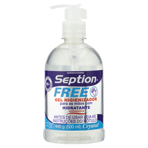 Gel Antisséptico Seption Free Para Mãos Crystal 500Ml - Seption Free