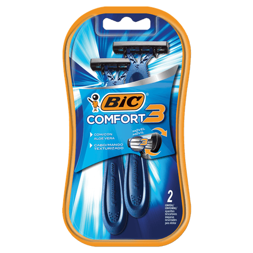 Aparelho Descartável para Barbear Bic Comfort 3 2 Unidades com Aloe Vera