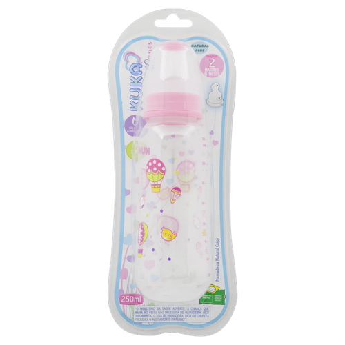 Mamadeira Kuka Natural Color Bico Ortodontico N 02 Rosa 250Ml - Kuka