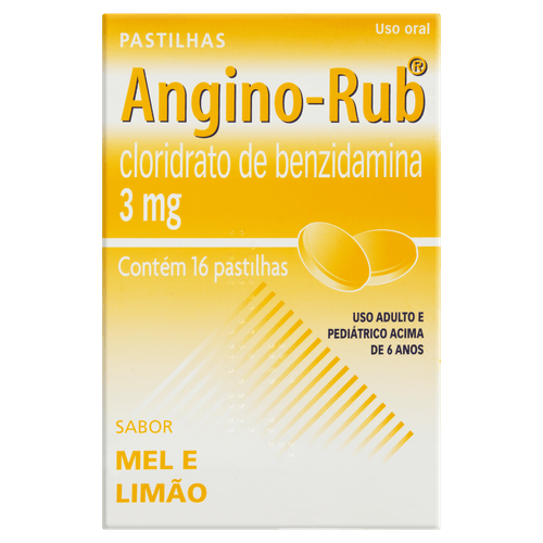 Angino Rub 3mg Sabor Mel Limão 16 Pastilhas
