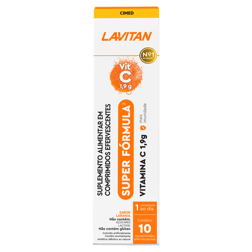 Lavitan Vitamina C 1,9g Laranja Super Fórmula - 10 comprimidos efervescentes