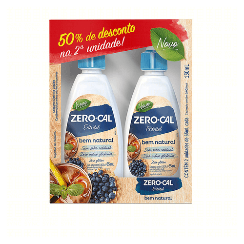 Kit Adoçante Zero-Cal Eritritol Líquido - 2 Unidades de 65ml