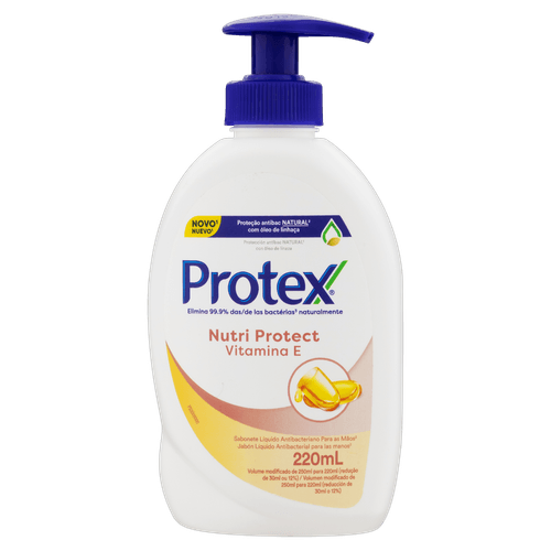 Sabonete Líquido para as Mãos Antibacteriano Protex Nutri Protect Vitamina E Frasco 220ml Pump