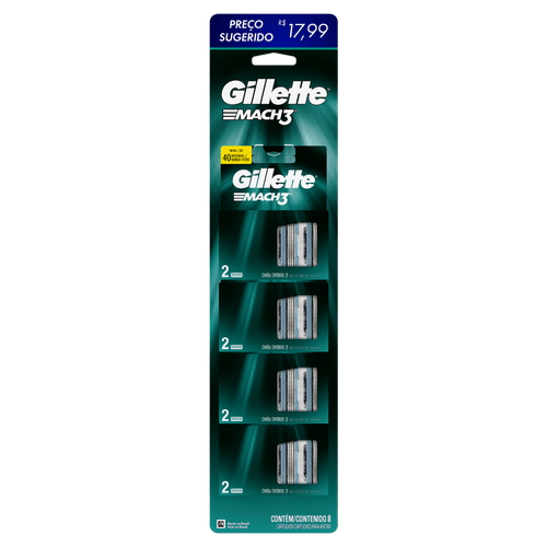 Carga para Aparelho de Barbear Gillette Mach3 Kit - 4 Unidades