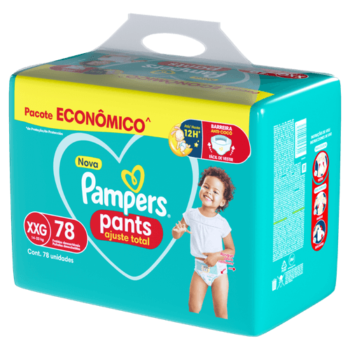 Fralda Descartável Infantil Pants Pampers Ajuste Total XXG 78 Unidades